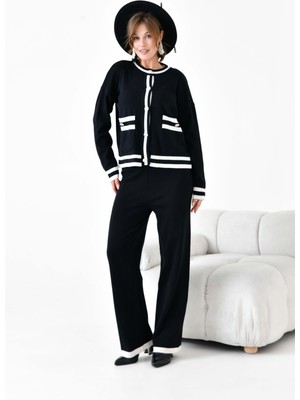 FTZ Women Kadın Çizgi Detaylı İkili Takım  Siyah 20964