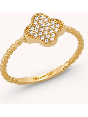 MYOROGOLD 14 Ayar Altın Çiçek Yüzük