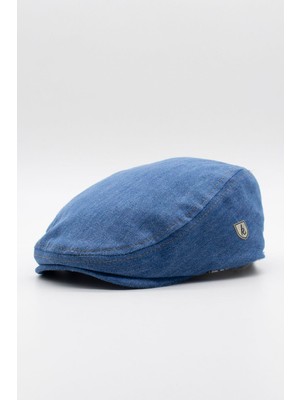 Erkek Jean Flat Cap Kasket - Açık Mavi Kot Şapka | Standart Fit/esnek