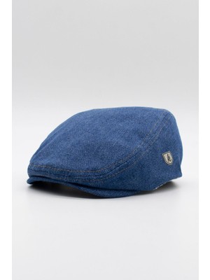 Erkek Jean Flat Cap Kasket - Koyu Mavi Kot Şapka | Standart Fit/esnek