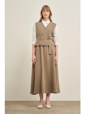 FTZ Women Kadın Yelek Etek Takım  Haki 31034