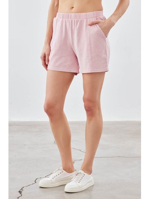 Kadın Pamuklu Yıkamalı Cepli Şort
