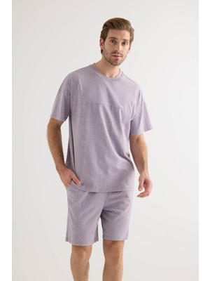 Erkek Pamuklu Yıkamalı Kısa Kollu T-Shirt	