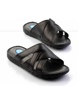 Cihan Shoes Garantili  Deri Jel Taban Tam Ortopedik Erkek Terlik 40-41-42-43-44-45 Numara