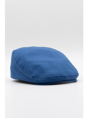Erkek Düz Pamuklu Indigo Flat Cap Kasket