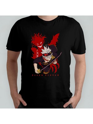 Pixxa Black Clover Asta Unisex %100 Pamuklu Bisiklet Yaka T-Shirt Model 7