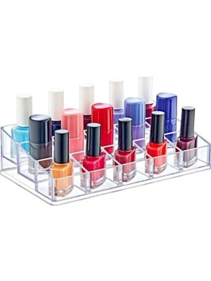 Nidage 15 Gözlü Standlı Oje Düzenleyici Organizer 15 Bölmeli Makyaj Düzenleyici Oje Kutusu