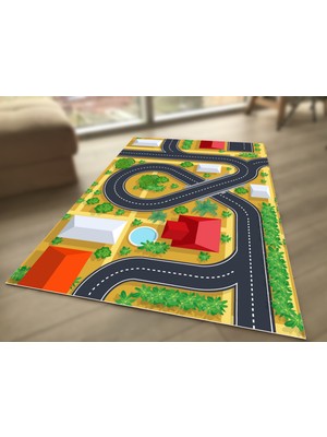 Limajuno Home & Kids Carpet Ağaçlı Yol Desenli Dijital Baskılı Çocuk HALISI_100 x 150  cm