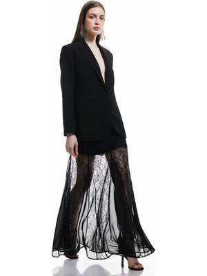 Koton Dantelli Beli Lastikli Astarlı Uzun Çan Etek