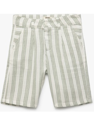 Koton Düğme Detaylı Cepli Viskon Karışımlı Çizgili Şort