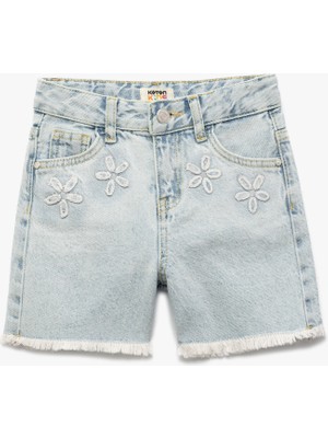 Koton Pamuklu Cep Detaylı Çiçekli Denim Şort