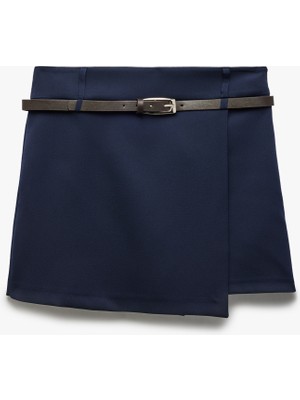 Koton Regular Fit Kemer Detaylı Kruvaze Mini Şort Etek