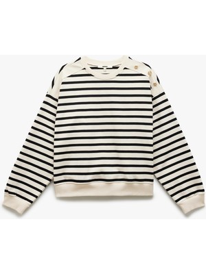 Koton Pamuklu Düğme Detaylı Uzun Kollu Sweatshirt