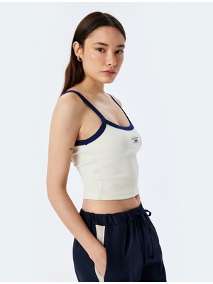Koton Biyeli Ince Askılı Slim Fit Kolsuz Crop Atlet