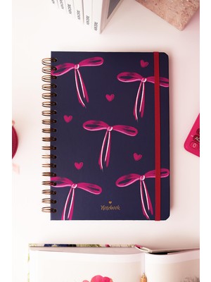 Matt Notebook B5 17X24 cm Çizgili Spiralli Lastikli Tarihsiz Not Defteri Fiyonk 112 Yapraklı Estetik Tasarım