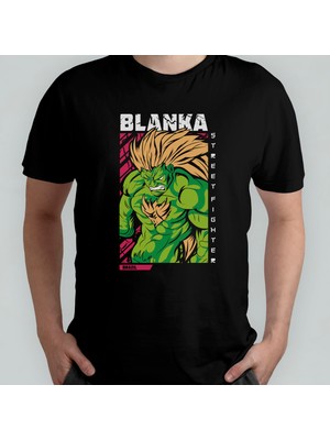 Pixxa Street Fighter Blanka Unisex %100 Pamuklu Bisiklet Yaka T-Shirt Model 1