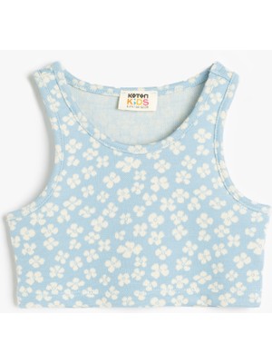 Koton Crop Atlet Kolsuz Çiçekli Bisiklet Yaka