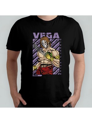 Pixxa Street Fighter Vega Unisex %100 Pamuklu Bisiklet Yaka T-Shirt Model 1