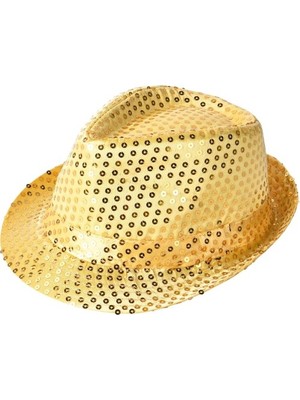 Altın Payetli Fötr Şapka Yetişkin Boy