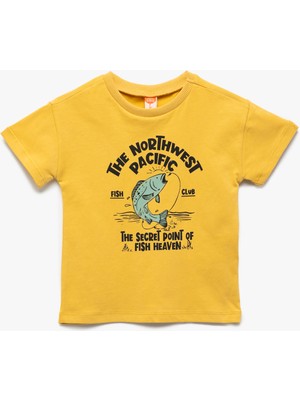 Koton Bisiklet Yaka Kısa Kollu Pamuklu Baskılı Tişört