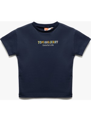 Koton Tom ve Jerry Baskılı Lisanslı Bisiklet Yaka Pamuklu Tişört