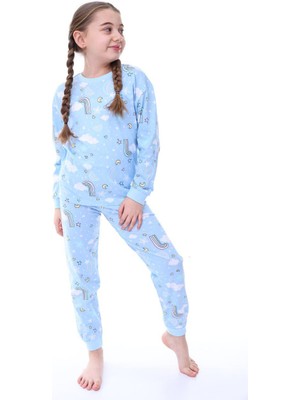 Little Pumpkin Mevsimlik Gökkuşağı Desenli Kız Çocuk Pijama Takımı
