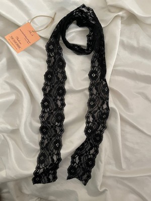 Nurcanilirboutique Siyah Fransız Dantel Fular
