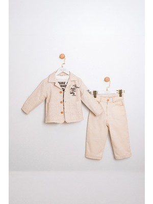 Magu Erkek Çocuk Nakış Detaylı Ceket, Tişört ve Pantolon Takımı – 3'lü Set, Şık ve Rahat