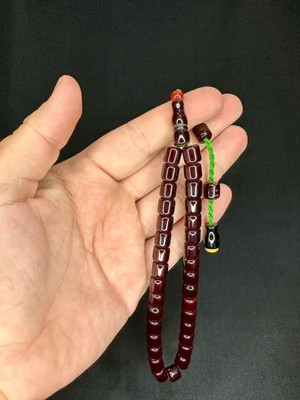 Anemore Collection Çubuk Kehribar Tesbih Kestane Rengi Kapsül Kesim 9MMX11MM T-531