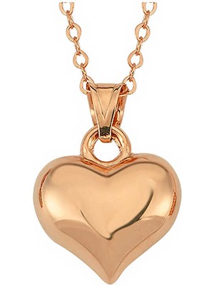 925 Ayar Gümüş Rose Küçük 3 Boyutlu Kalp Kadın Kolye