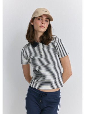 Mavi Siyah Çizgili Polo Tişört 1613505-86625