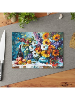 Painted Anarchy Yağmurlu Sokaklar Tasarımlı Temperli Cam Kesme Tahtası - Şık Kaymaz