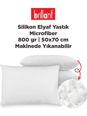 Microfiber Silikon Elyaf Yastık 800 gr | 50 x 70 | Makinede Yıkanabilir Silikon Yastık