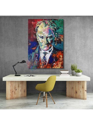 Artarilion Çok Renkli Atatürk Tablosu Kanvas Duvar Dekoru Ev Ofis Tablo Modeli
