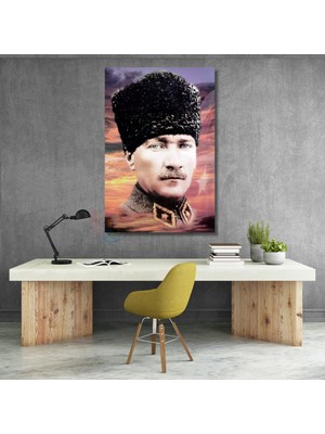 Gökyüzü ve Atatürk Görseli Kanvas Tablo Hd Dijital Baskı Ev Ofis Dekoru