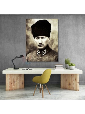 Atatürk Görseli Kanvas Tablo Dikey Duvar Tablosu Ev Ofis Dekoru Ev Ofis Hediyesi