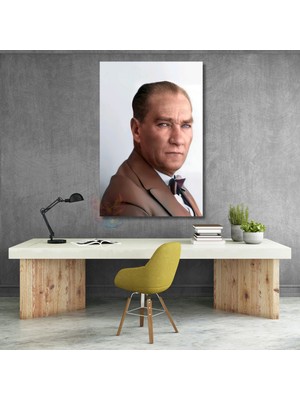 Mavi Gözlü Atatürk Kanvas Tablo Ev Ofis Duvar Dekoru Dikey Tablo