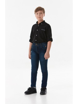 Eskitme Görünümlü Fermuarlı Erkek Çocuk Pantolon