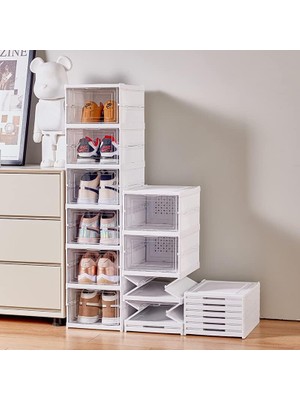 Mcreative Ayakkabı Düzenleyici, Saklama ve İstfileme İçin Pratik Ayakkabı Organizeri, Montajsız Şeffaf Kapalı Ayakkabı Raf Dolabı, Plastik Ayakkabı Rafı Kutusu (3 Kat)