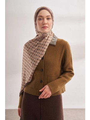 Armanda Vual Monogram Desen Şal 3361-BEJ Kahve
