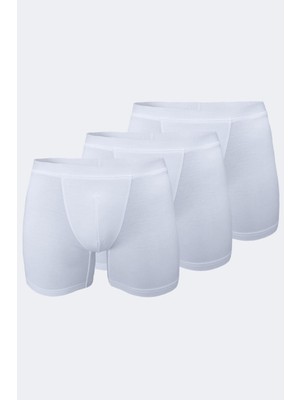Malabadi Erkek Beyaz 3 Lü Paket Micro Modal Boxer 909