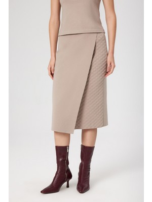 Taş Kruvaze Desenli Midi Boy Etek