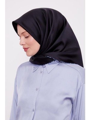 K.lacivert Benekli Twill Ipek Eşarp