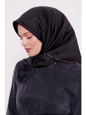 Antrasit Benekli Twill Ipek Eşarp