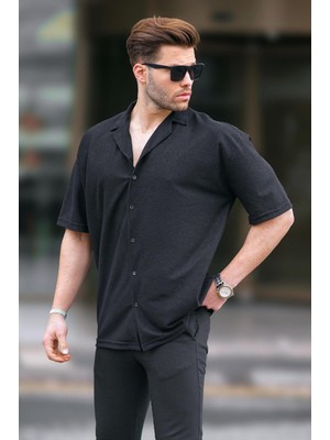 Siyah Kısa Kollu Erkek Gömlek 6736