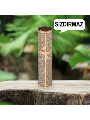 Simli Sızdırmaz Taşınabilir Mini Doldurulabilir Boş Küçük Seyahat Cep Parfüm Şişesi-Gold