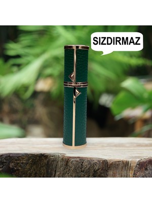 Hamiki Deri Sızdırmaz Taşınabilir Mini Doldurulabilir Boş Küçük Seyahat Cep Parfüm Şişesi-Yeşil