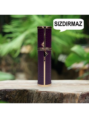 Hamiki Deri Sızdırmaz Taşınabilir Mini Doldurulabilir Boş Küçük Seyahat Cep Parfüm Şişesi-Mor