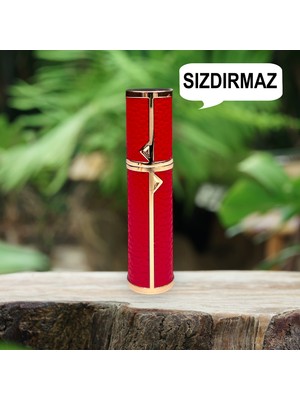 Hamiki Deri Sızdırmaz Taşınabilir Mini Doldurulabilir Boş Küçük Seyahat Cep Parfüm Şişesi-Kırmızı
