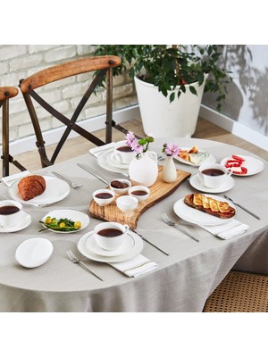 Karaca Marcelo New Bone 26 Parça Platin Renkli Düz Desenli 6 Kişilik Kahvaltı ve Servis Takımı